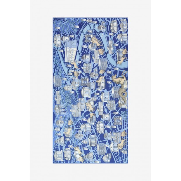 Inoui Editions šilko ir medvilnės skara ROME BLUE